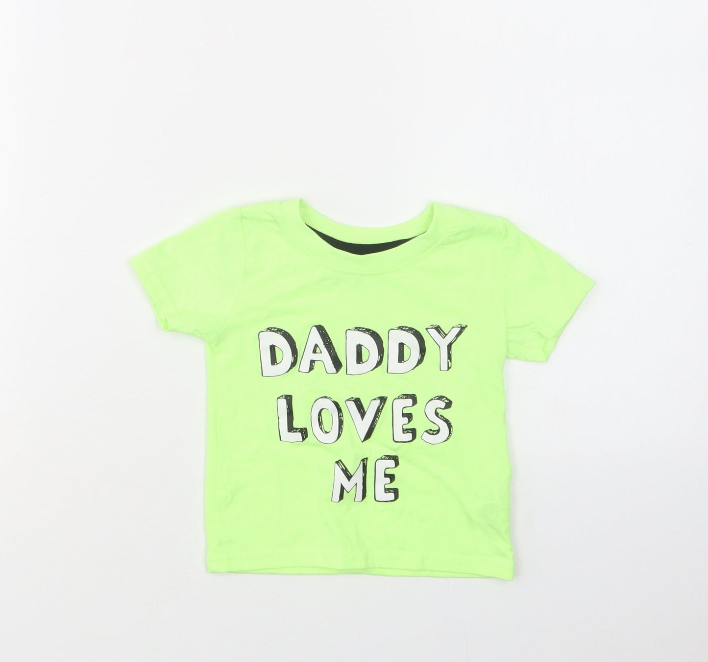 Primarkj Baby Green  Polyester Basic T-Shirt Size 9-12 Months Crew Neck