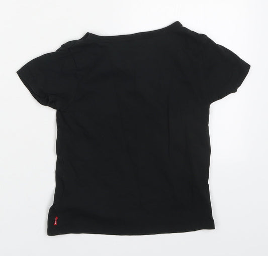 Levi's Girls Black  Cotton Basic T-Shirt Size 6 Years Round Neck Pullover
