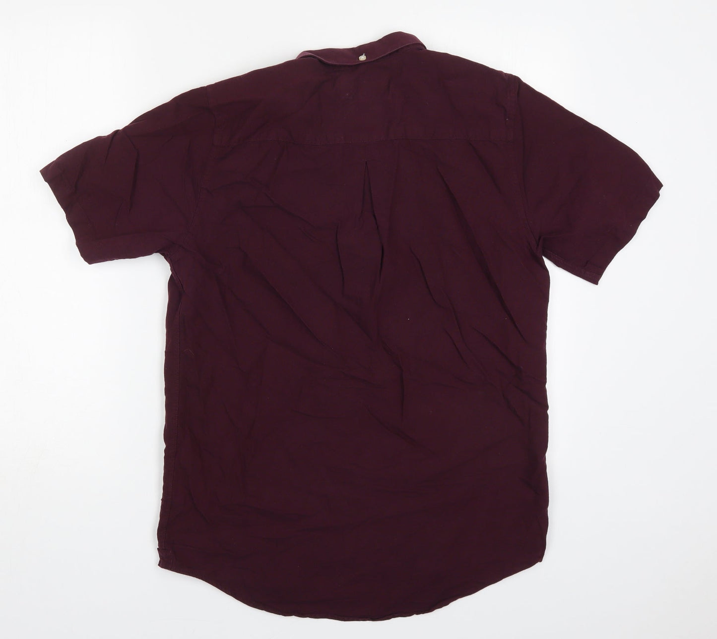 River Island Mens Red  Cotton  Button-Up Size S Collared Button - Burgundy