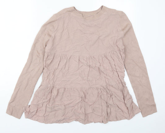 Marks and Spencer Womens Pink Round Neck  Viscose Pullover Jumper Size 10