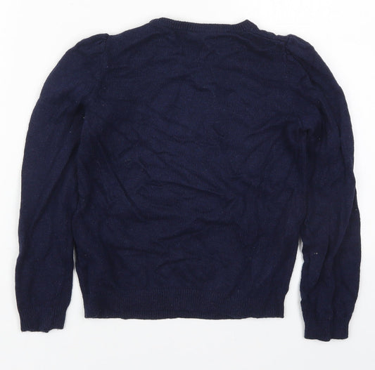 H&M Girls Blue Round Neck  Viscose Pullover Jumper Size 7-8 Years  Pullover - Polar Bear