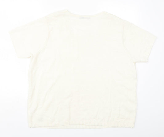 Bonmarché Womens Beige Round Neck  Acrylic Pullover Jumper Size XL