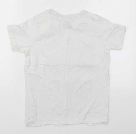 Matalan Boys White  Cotton Basic T-Shirt Size 10-11 Years Crew Neck Pullover - Not Moving Today