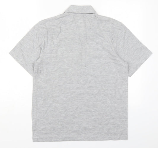 Uneek Mens Grey  Polyester  Polo Size S Collared Pullover