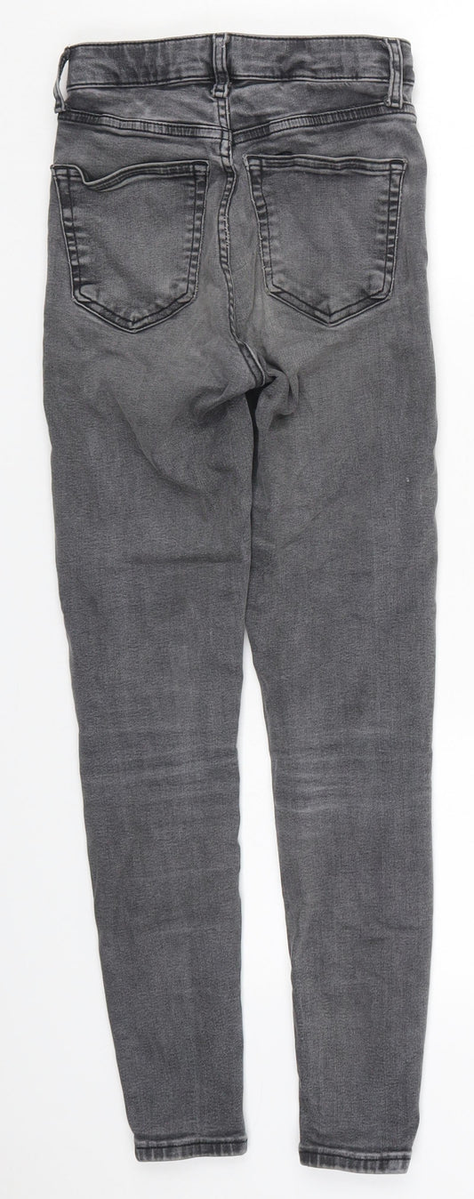 Topshop Womens Grey  Cotton Skinny Jeans Size 25 in L28 in Regular Button