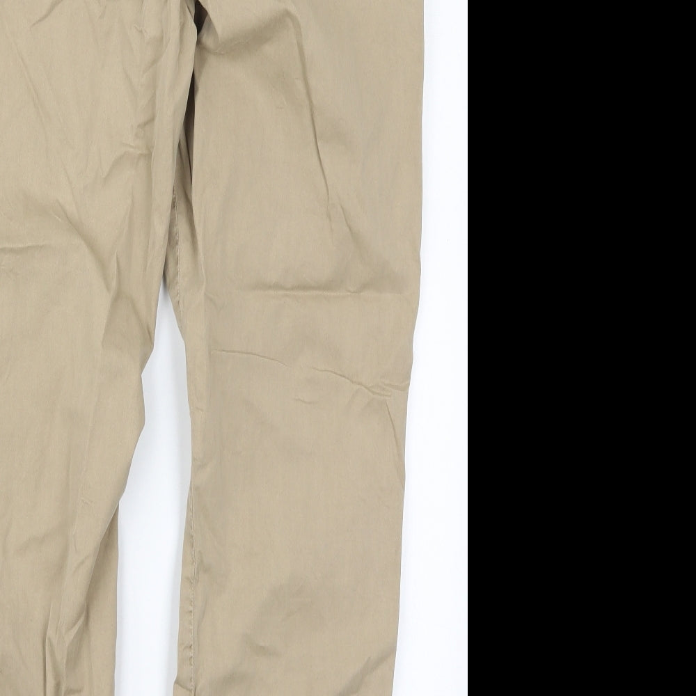 Marks and Spencer Womens Beige  Cotton Rain Trousers Trousers Size 14 L28 in Regular Button
