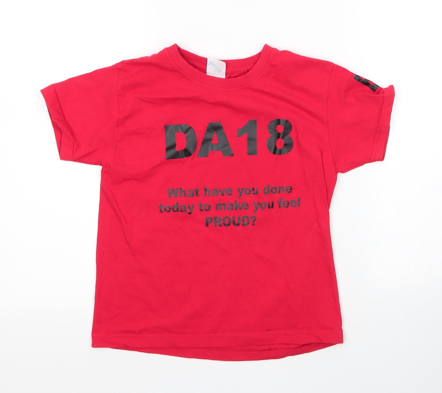 Fruit of the Loom Boys Red  Cotton Basic T-Shirt Size 5-6 Years Round Neck