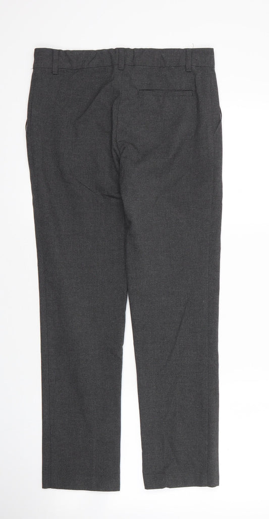 M&S Girls Grey  Viscose Carpenter Trousers Size 11 Years L26 in Regular Zip