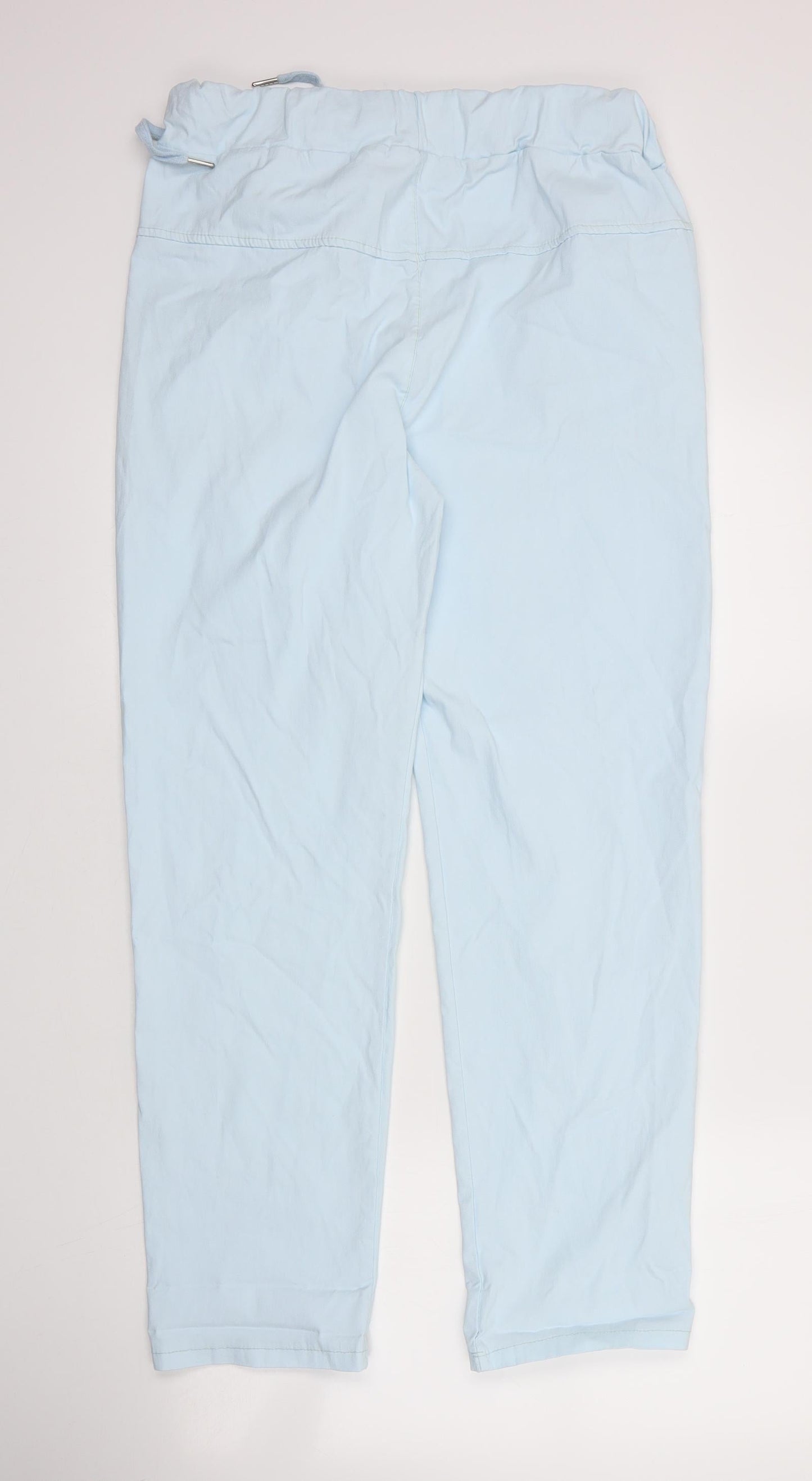 Preworn Womens Blue  Viscose Carrot Trousers Size 3XL L28 in Regular Drawstring