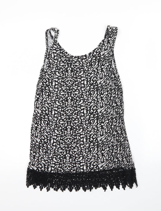 Papaya Womens Black  Viscose Basic Tank Size 8 Scoop Neck