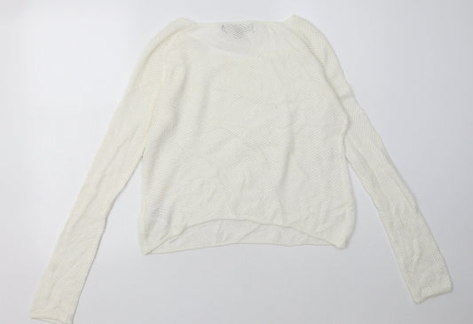 amara Womens White  Cotton Pullover Sweatshirt Size 12  Pullover