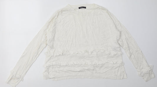 Marks and Spencer Womens White  Viscose Pullover Sweatshirt Size 12  Pullover