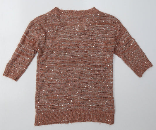 George Womens Pink  Acrylic Pullover Sweatshirt Size 8  Pullover - Sequin Detail