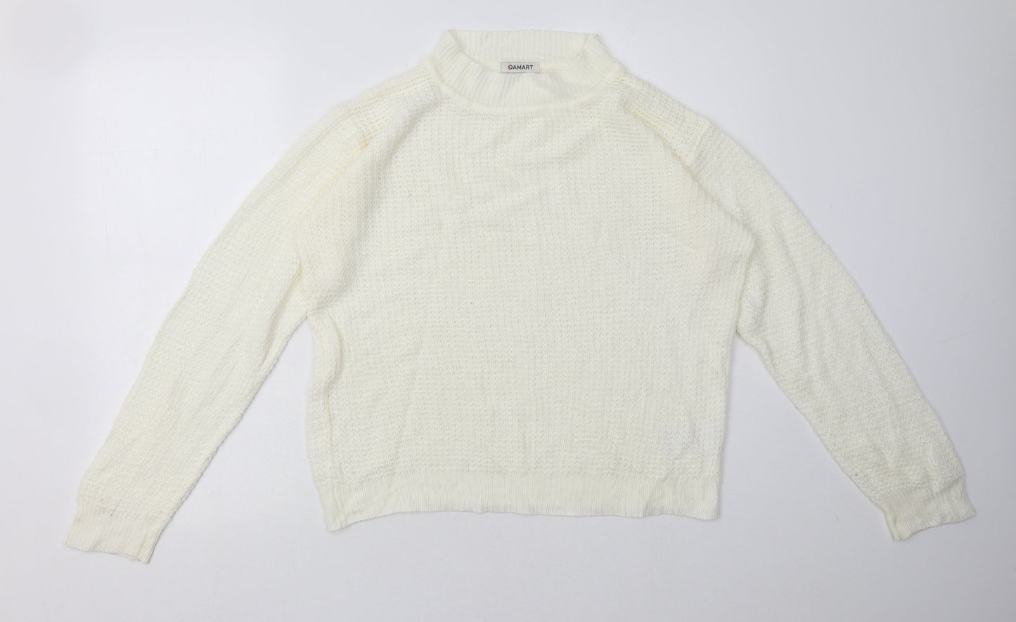 Damart Womens White  Acrylic Pullover Sweatshirt Size 14  Pullover