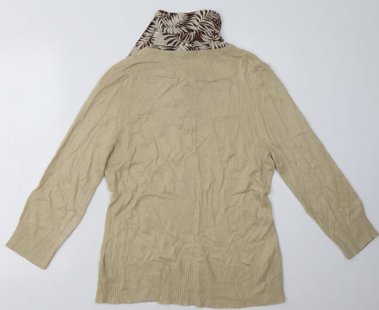 Debenhams Womens Brown Geometric Acrylic Pullover Sweatshirt Size 14  Button