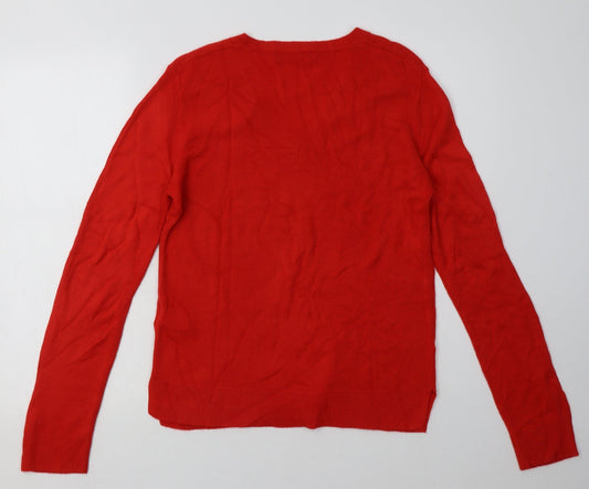 Marks and Spencer Womens Red  Acrylic Pullover Sweatshirt Size 12  Pullover
