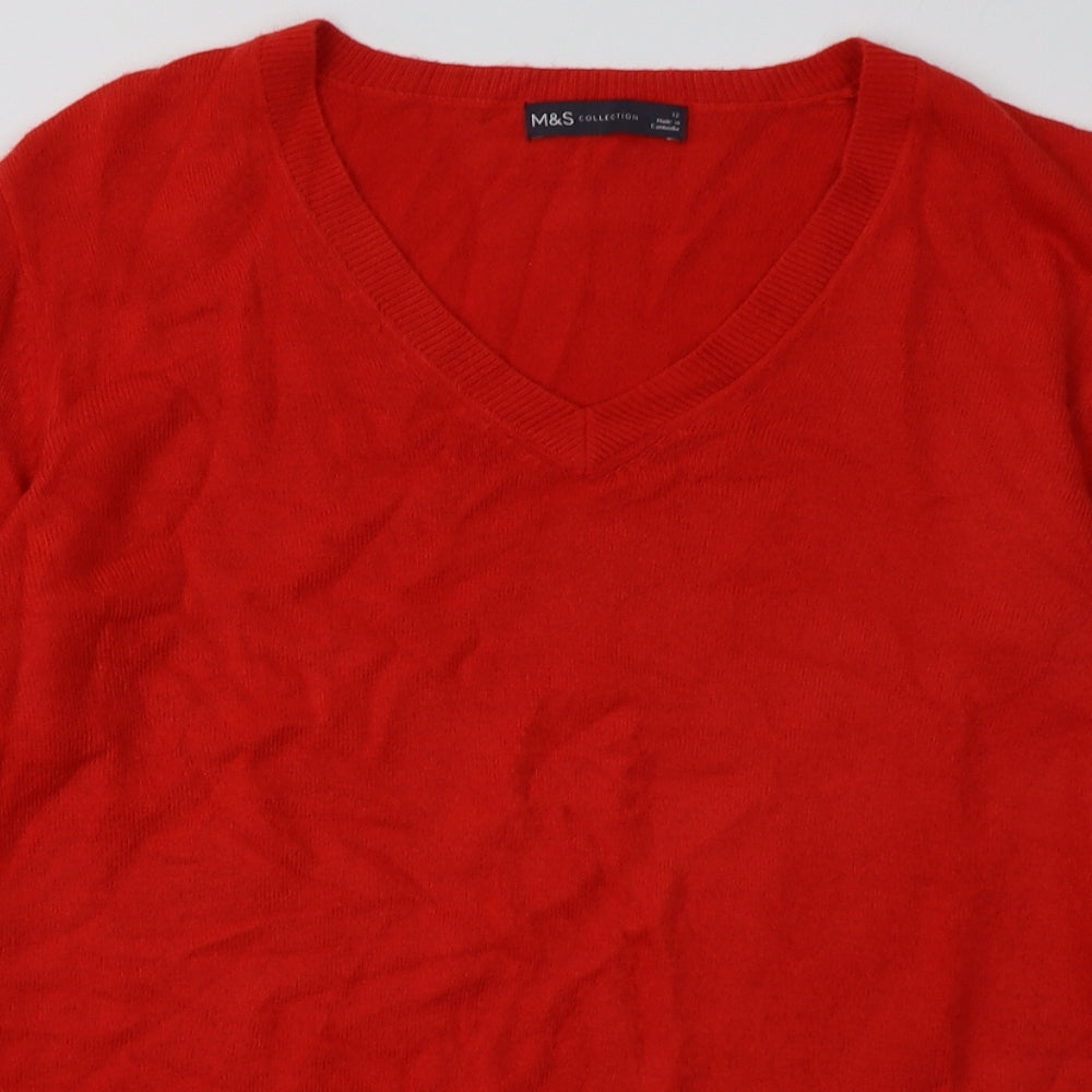 Marks and Spencer Womens Red  Acrylic Pullover Sweatshirt Size 12  Pullover