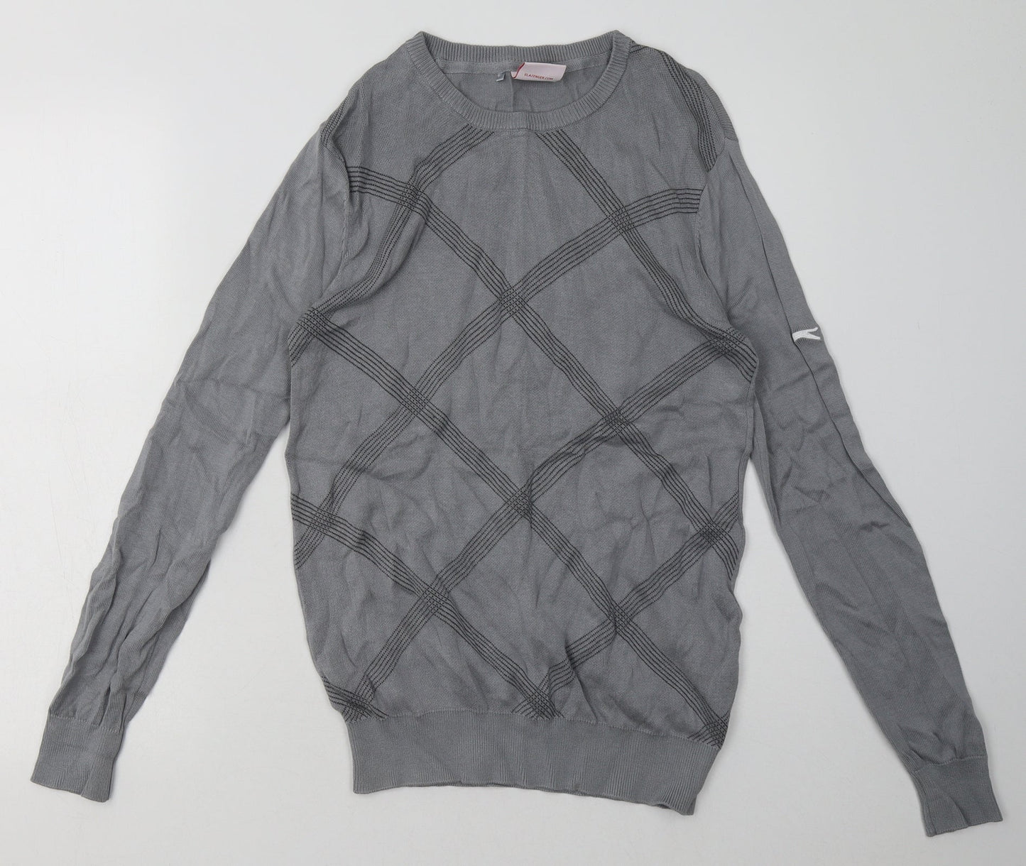Slazenger Womens Grey Argyle/Diamond Cotton Pullover Sweatshirt Size 14  Pullover