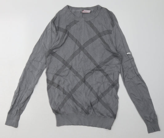 Slazenger Womens Grey Argyle/Diamond Cotton Pullover Sweatshirt Size 14  Pullover