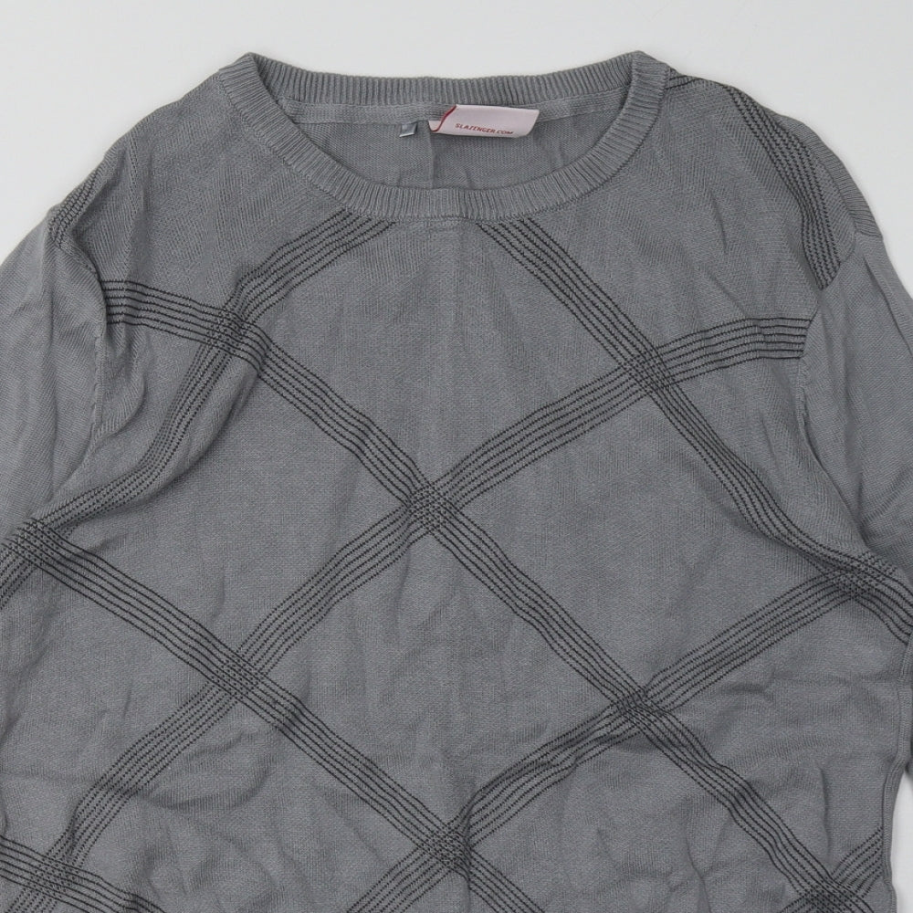 Slazenger Womens Grey Argyle/Diamond Cotton Pullover Sweatshirt Size 14  Pullover