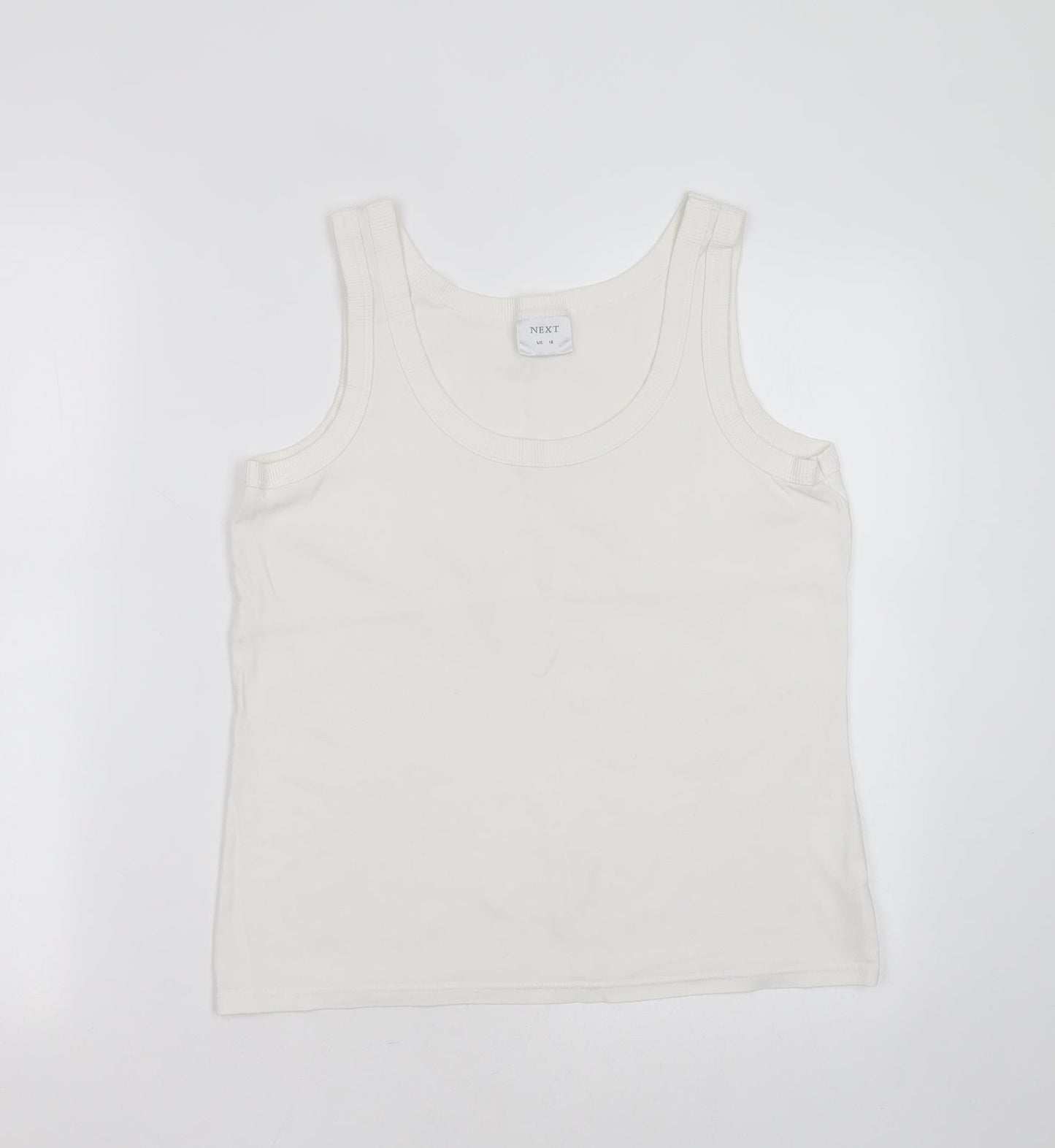 NEXT Womens White  Cotton Basic Tank Size 16 Round Neck