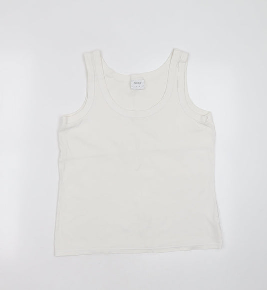 NEXT Womens White  Cotton Basic Tank Size 16 Round Neck