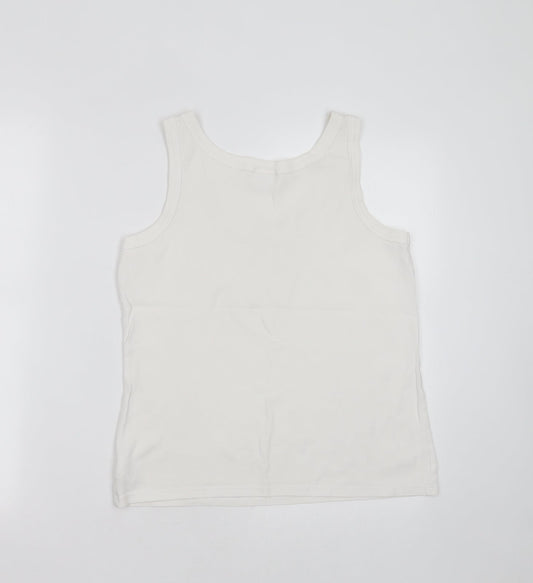 NEXT Womens White  Cotton Basic Tank Size 16 Round Neck