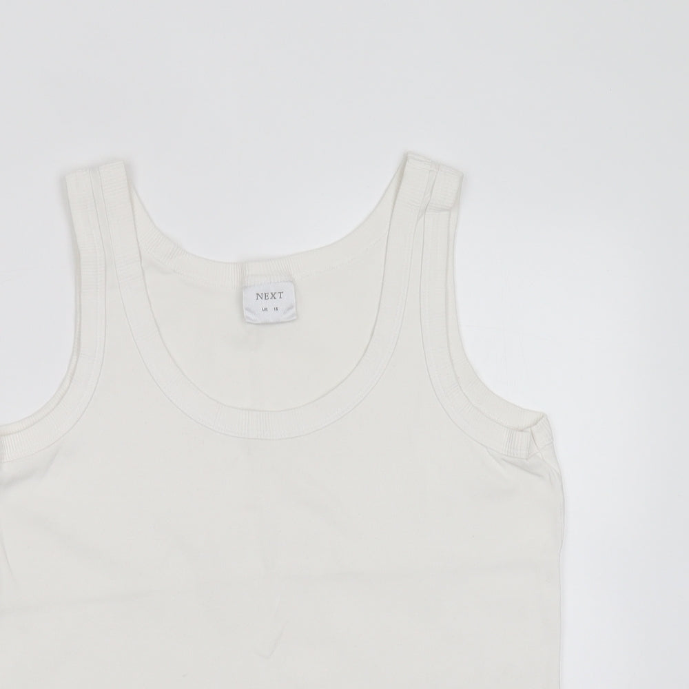 NEXT Womens White  Cotton Basic Tank Size 16 Round Neck