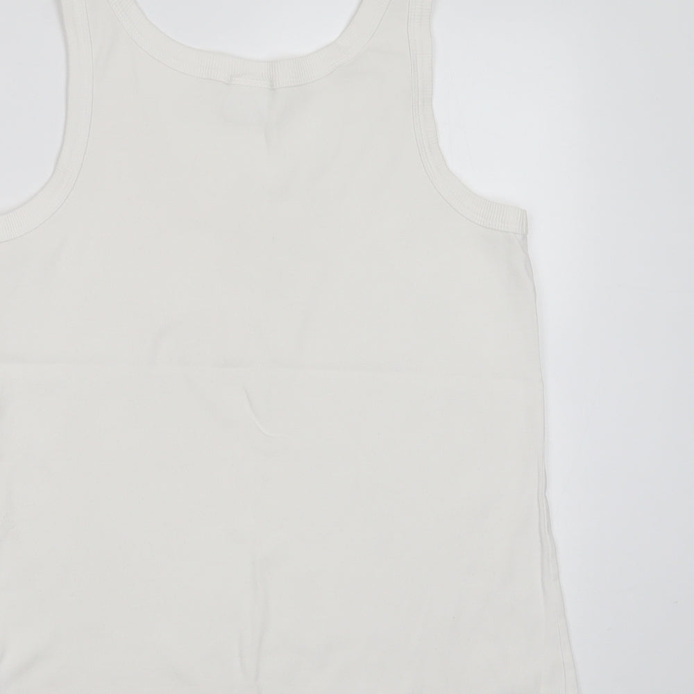 NEXT Womens White  Cotton Basic Tank Size 16 Round Neck