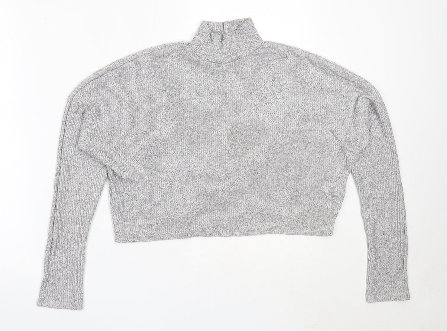 Topshop Womens Grey High Neck  Viscose Pullover Jumper Size 6