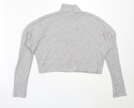 Topshop Womens Grey High Neck  Viscose Pullover Jumper Size 6