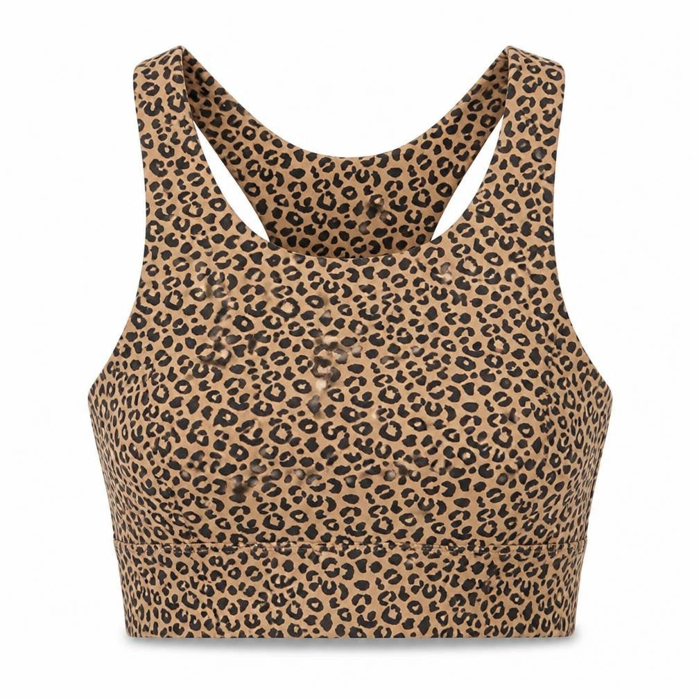 Allfenix Womens Beige Animal Print Polyester Cropped Tank Size XS Round Neck