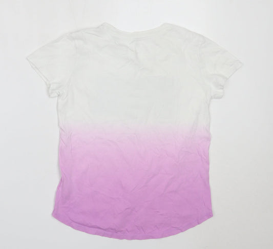 Gap Girls White  Cotton Basic T-Shirt Size L Round Neck