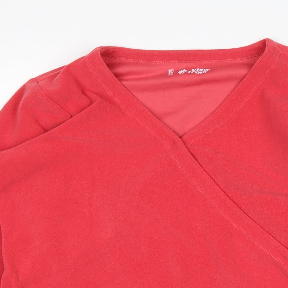 M&S Womens Pink V-Neck  Polyester Pullover Jumper Size 12