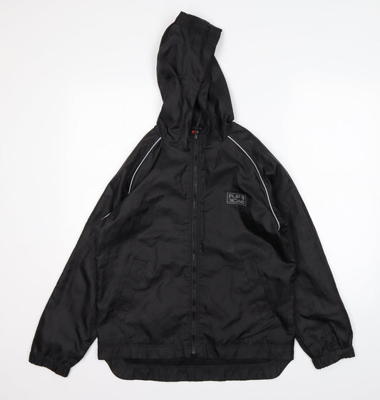 FlipBack Boys Black   Windbreaker Jacket Size 11-12 Years