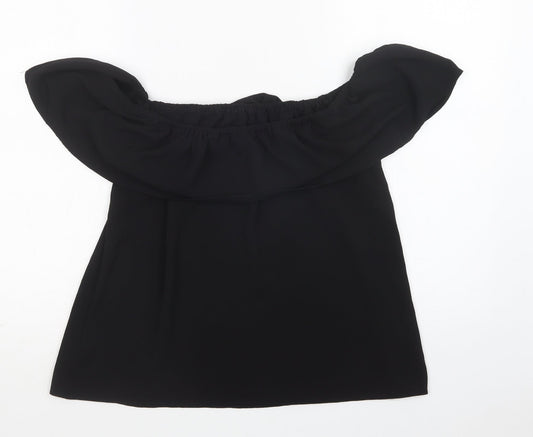 Dorothy Perkins Womens Black  Polyester Basic Blouse Size 10 Off the Shoulder