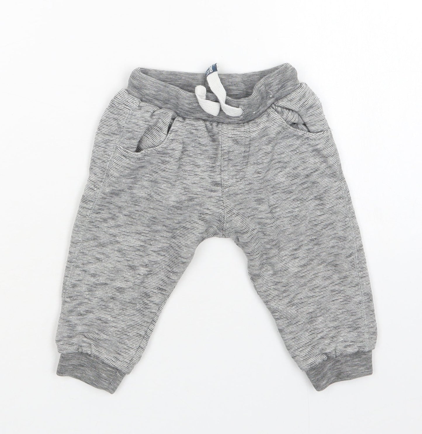 F&F Baby Grey  Cotton Jogger Trousers Size 6-9 Months  Drawstring