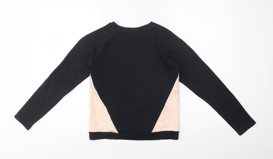 TU Girls Black Colourblock Cotton Pullover Sweatshirt Size 11 Years