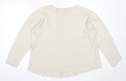 E-Woman Womens Beige Round Neck  Viscose Pullover Jumper Size M
