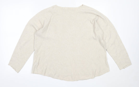 E-Woman Womens Beige Round Neck  Viscose Pullover Jumper Size M