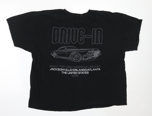 Boohoo Mens Black  Cotton  T-Shirt Size L Round Neck