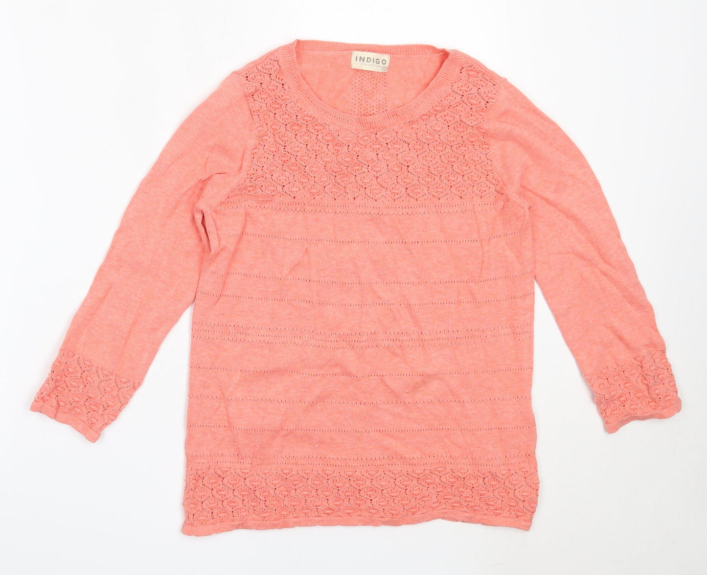 Marks and Spencer Womens Pink Round Neck  Cotton Pullover Jumper Size 8