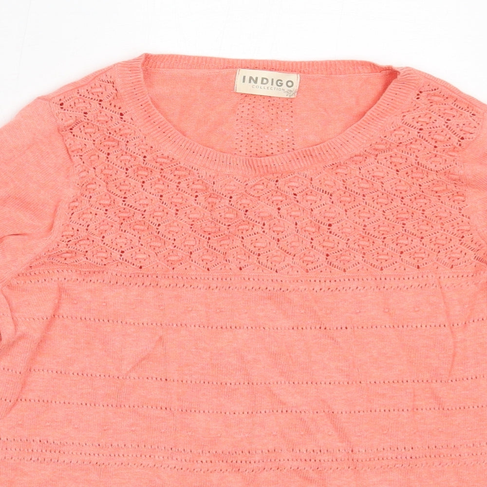Marks and Spencer Womens Pink Round Neck  Cotton Pullover Jumper Size 8