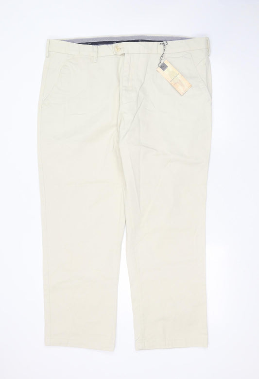 Samuel Windsor Womens Beige  Cotton Chino Trousers Size 42 in L29 in Regular Zip