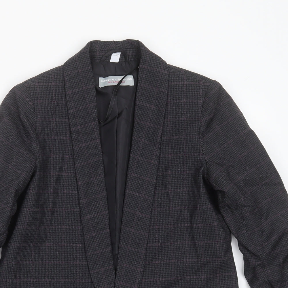 Dorothy Perkins Womens Grey Check Polyester Jacket Blazer Size 4