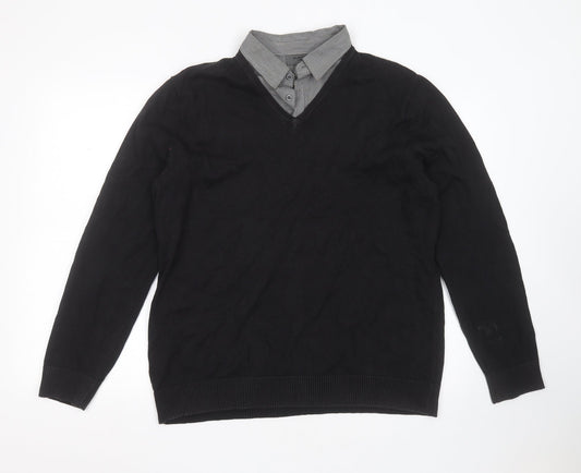 Burton Womens Black Collared  Cotton Pullover Jumper Size XL