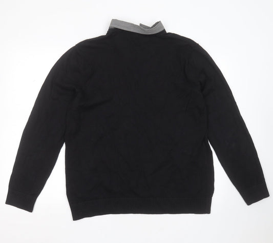 Burton Womens Black Collared  Cotton Pullover Jumper Size XL