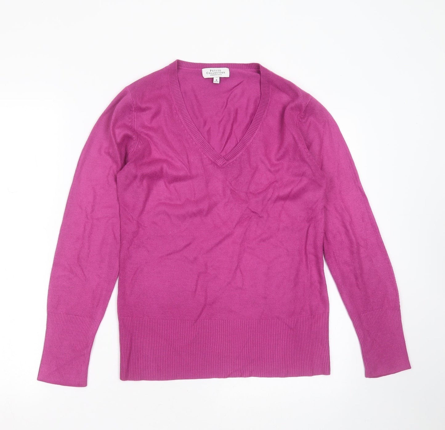 Debenhams Womens Purple V-Neck  Acrylic Pullover Jumper Size 8
