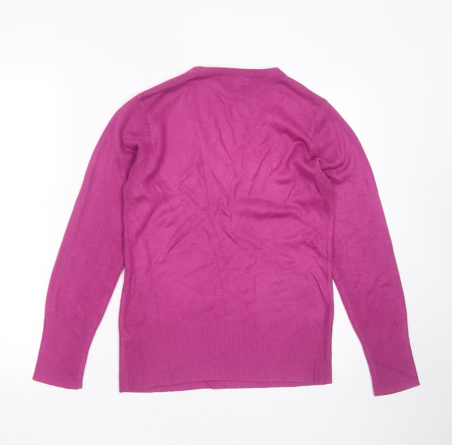 Debenhams Womens Purple V-Neck  Acrylic Pullover Jumper Size 8