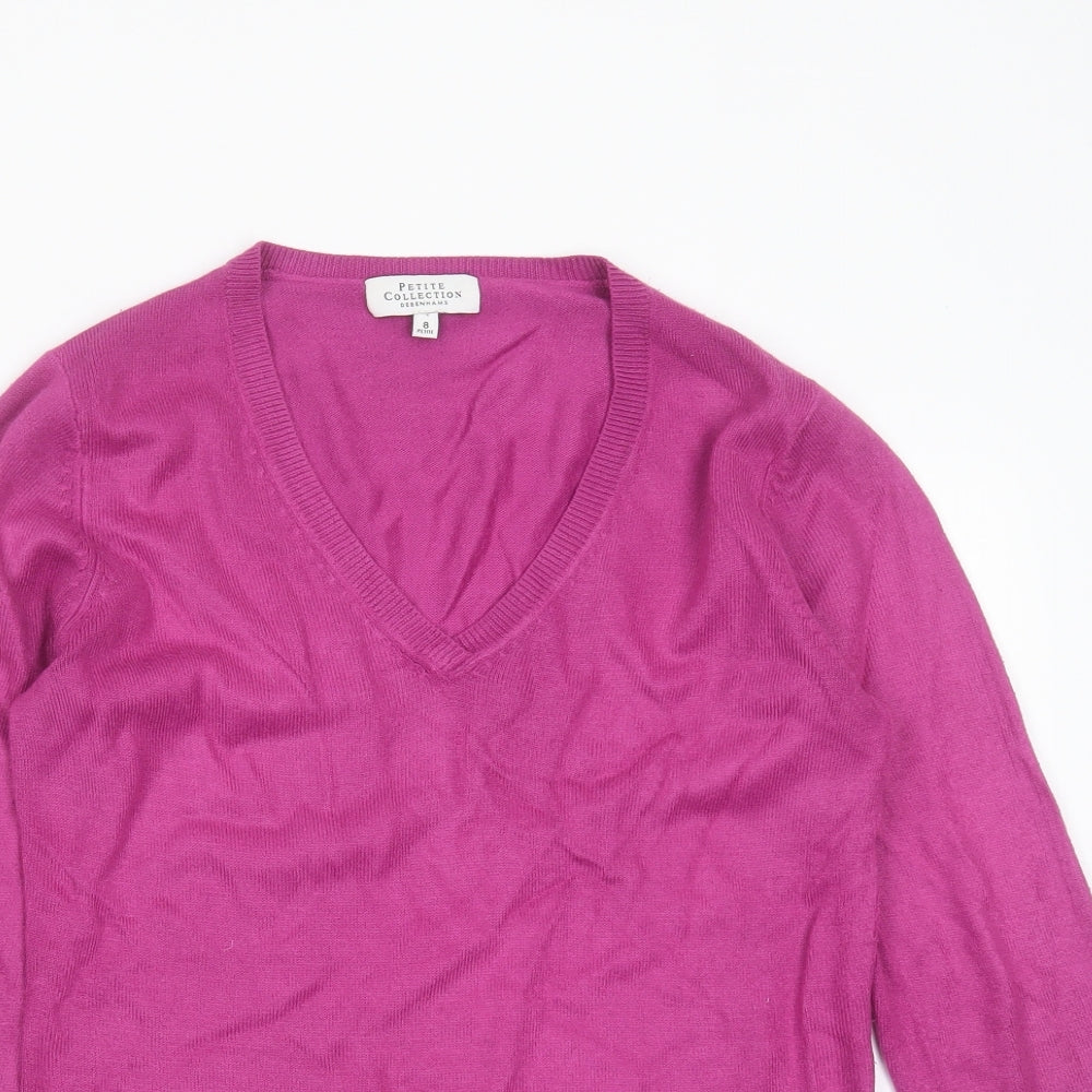 Debenhams Womens Purple V-Neck  Acrylic Pullover Jumper Size 8